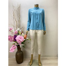 Qys 1021 Önü Düğmeli Pileli Gömlek #22-05#