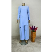 12174 Sıfır Yaka Önü Desenli Yanı Büzgülü  Tunik Qys Tunik 12174 #23-09#