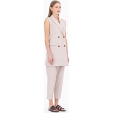 1022 Yelek Kruvaze Yaka Önden Düğmeli Sıfır Kol Şık Yelek Qys Yelek 232401022 #23-04#