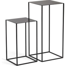 Hitit Dekorasyon Root Siyah Metal Ikili Sehpa