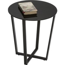 Hitit Dekorasyon Lenny Yan Sehpa Siyah Metal Ayak Siyah Cam