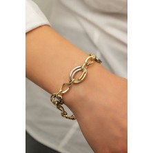 Papatya Silver Halloy Bileklik  Ezme Zincir Bileklik  14 Ayar Altın Kaplama 925 Ayar Gümüş