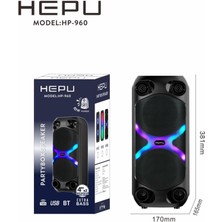 Hepu HP-960 Rgb Işıklı 2x4''  2X10CM Bluetooth USB Müzik Kutusu