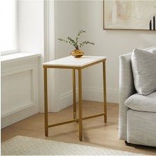 Hitit Dekorasyon Bruce Gold Metal Ahşap Yan Sehpa