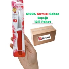 Sürbisa 61004 Sebze Bıçağı Kırmızı 1 Koli (12 Adet)