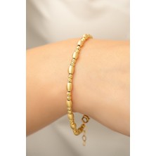 Papatya Silver Dorica Toplu Fantezi Bileklik 14 Ayar Altın Kaplama 925 Ayar Gümüş