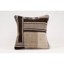 El Yapımı Kilimden Yapılmış Vintage Kırlent Kılıfı, Yün, 40X40 cm