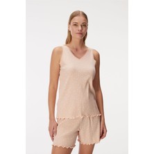 Anıl Kadın Askılı V Yaka Dantel Detaylı Şort Pijama Takım