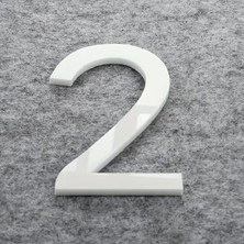 Daire -Duvar - Kapı Numarası 3 mm Lazer Kesim Beyaz Pleksi Kendinden Yapışkanlı Numara - 2 Iki