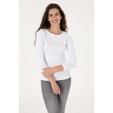 U.S. Polo Assn. Kadın Beyaz Slim Bisiklet Yaka Basic Sweatshırt 50315419-VR013