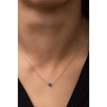 Papatya Silver Nazar Göz Küçük Top Kolye 925 Ayar Gümüş Zincirli