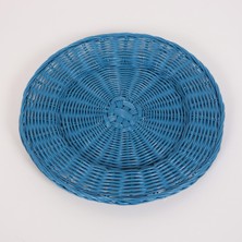 Mylamp Çarkıfelek Mavi Rattan Duvar Dekoru & Supla 33 cm