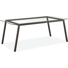 Hitit Dekorasyon Zroft Siyah Metal Cam Yemek Masası