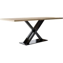 Hitit Dekorasyon Stol Siyah Metal Ahşap Yemek Masası