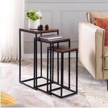 Hitit Dekorasyon Forge Siyah Metal Ahşap Zigon Sehpa