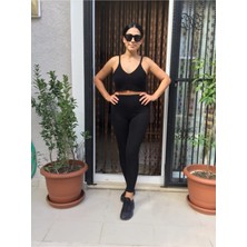 Kadın Siyah Kışlık Çelik Örme Tayt