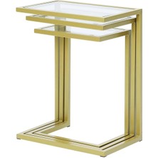Hitit Dekorasyon Bruc Gold Metal 3'lü Zigon Sehpa