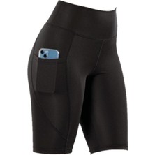 Yüksek Bel Cep Detaylı Disko Diz Üstü Kısa Tayt 4114