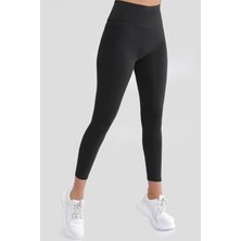 Kadın Siyah Yüksek Bel Toparlayıcı Parlak Disco Tayt