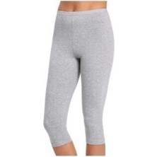 Kadın Penye Elastan Düz Desensiz Yüksek Bel Dizaltı Kapri