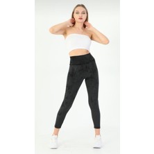 Fransız Kadife Yüksel Bel Tayt