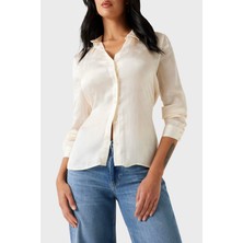 Guess Ls Marthe 4g Logolu Jakarlı Comfort Fit Uzun Kollu Gömlek W5YH1AWHCR2 Bayan Gömlek W5YH1A Whcr2 G1F7