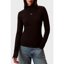 Calvin Klein Fitilli Logolu Pamuklu Slim Fit Balıkçı Yaka Kazak LV047D203GUB1 Bayan Kazak LV047D203G Ub1