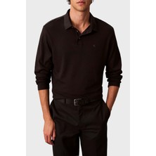 Calvin Klein Pamuklu Regular Fit Düğmeli Polo Yaka Sweat LV040EM909GRO Erkek Polo Yaka Sweat LV040EM909 Gro