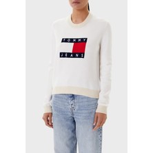 Tommy Jeans Logolu Regular Fit Bisiklet Yaka Kazak Bayan Kazak DW0DW20970 Ybl