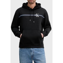 Calvin Klein Logolu Şerit Detaylı Regular Fit Kapüşonlu Sweat LV04RC289GUB1 Erkek Sweat LV04RC289G Ub1