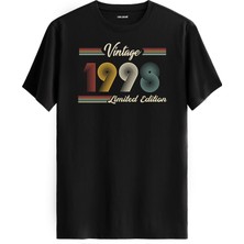 Colermi Klasik Vintage Tişört 1998 Tarihli Doğum Günü Hediyesi Bisiklet Yaka  Vintage Tshirt