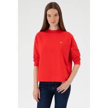 U.S. Polo Assn. Kadın Kırmızı Regular Bisiklet Yaka Basic Sweatshırt 50313610-VR030