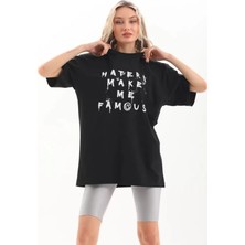 Asyahsap Unisex Baskılı Oversize T-Shirt - Siyah