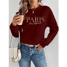 Asyahsap Kadın Uzun Kollu Bisiklet Yaka Desenli Viskon Iki Iplik Bluz