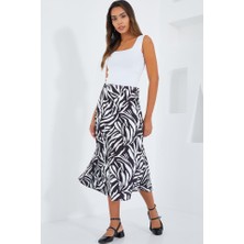 Asyahsap Siyah Beyaz Desenli Saten Etek 15806