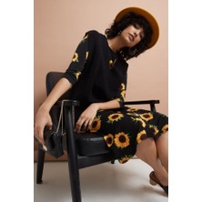 Asyahsap Kadın Truvakarkol Bisiklet Yaka Midi Mikro Elbise