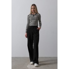 Asyahsap Beli Yarım Lastikli Palazzo Pantolon - Siyah