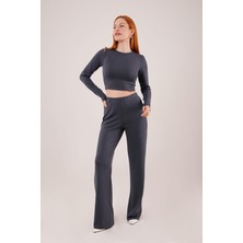 Asyahsap Fitilli Bluz ve Pantolon Antrasit Ikili Takım