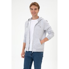 U.S. Polo Assn. Erkek Regular Fit Açık Gri Şardonlu Örme Hırka 50313755-VR001