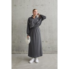 Asyahsap Füme Biyeli Sweatshirt ve Etek Takım