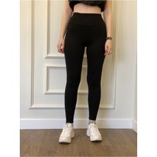 Kadın Siyah Çelik Örme Tayt