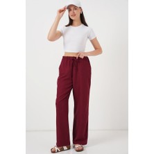 Asyahsap Geniş Paça Keten Pantolon 6735 - Bordo
