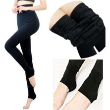 Kadın Siyah Peluş Tayt