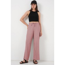 Asyahsap Geniş Paça Keten Pantolon 6735 - Pudra