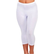 Kadın Beyaz Kapri Likralı Modal Tayt