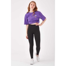 Kadın Siyah Çelik Örme Tayt Siyah Tayt TCTYT0002