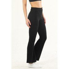 Kadın Siyah Ispanyol Paça Yüksek Bel Toparlayıcı Tayt Pantolon