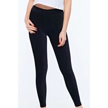 Siyah Yüksek Bel Kadife Tayt