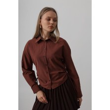 Asyahsap Yanları Bağlamalı Basic Gömlek - Koyu Kahve