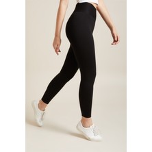 Kadın Siyah Yüksek Bel Çelik Örme Tayt [3848]